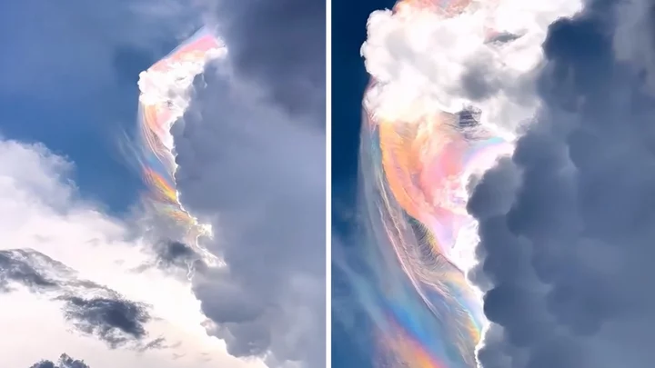 Amazing rare rainbow cloud phenomenon spotted in skies above 'China'