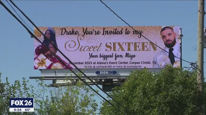 Drake fan invites rapper to 16th birthday bash using giant billboard