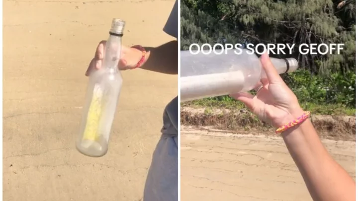 Couple instantly regret opening message in a bottle they found washed up on beach