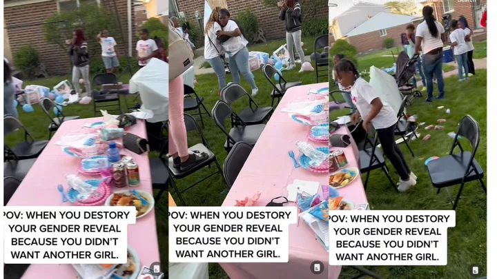 Mother destroys her own gender reveal party after learning the baby's sex