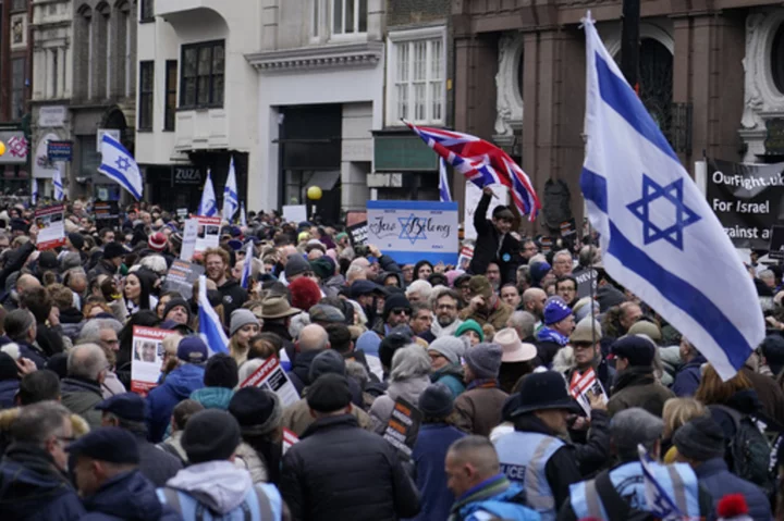 Former UK leader Boris Johnson joins a march against antisemitism in London