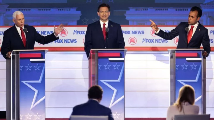 Republican debate: Candidates brawl in showdown without Trump