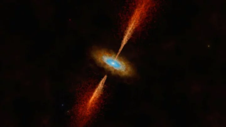 In a first, a newborn star's spinning disk is seen in another galaxy