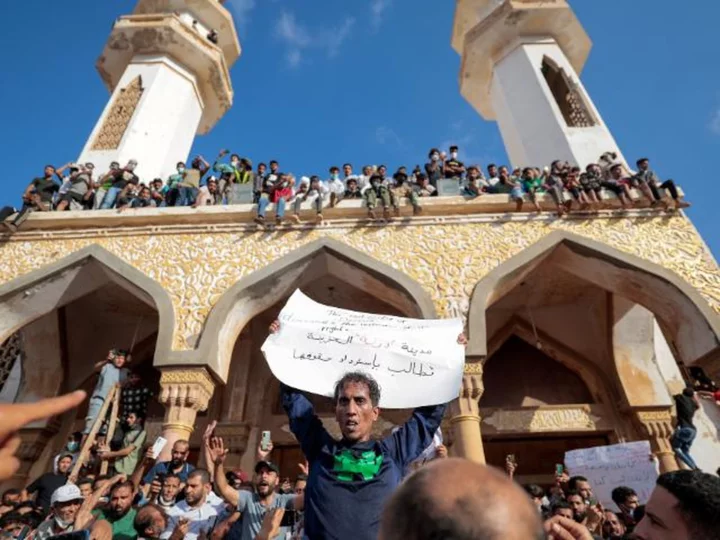 Hundreds protest against Libyan authorities in flood-ravaged Derna