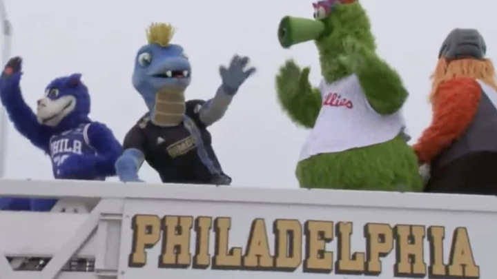 Philadelphia Sports Mascots First to Cross Repaired I-95 Bridge