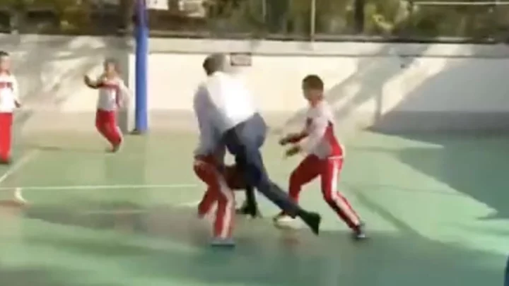 Gavin Newsom Tackled a Child While Trying to Show Off on a Basketball Court in China