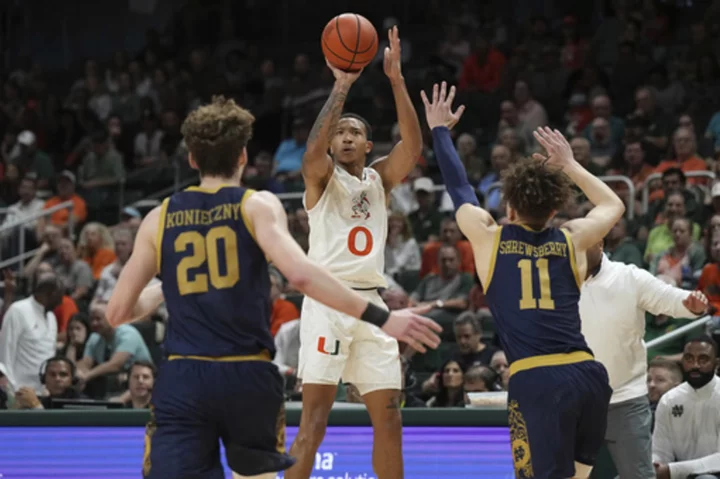 No. 8 Miami opens ACC play with balanced 62-49 win over Notre Dame