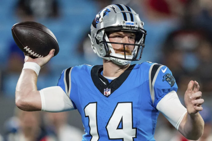 Panthers rookie QB Young held out of practice with ankle injury; Andy Dalton gets starters reps