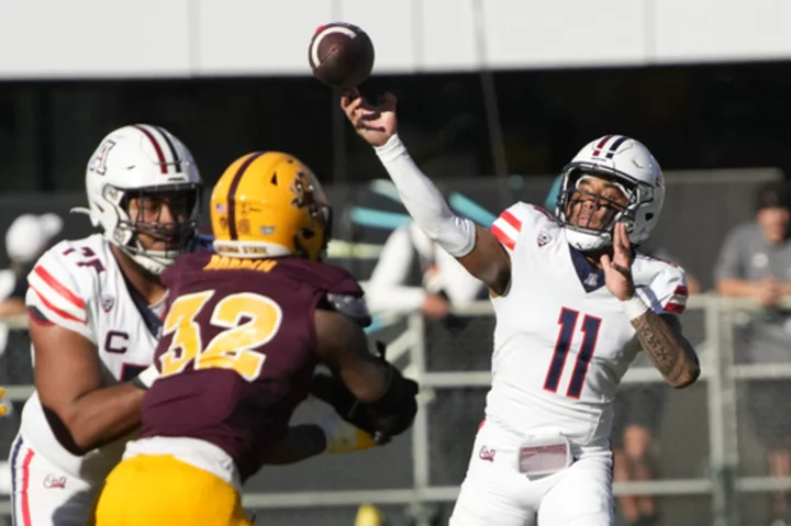 Fifita throws for 527 yards, No. 16 Arizona blows out rival Arizona State 59-23